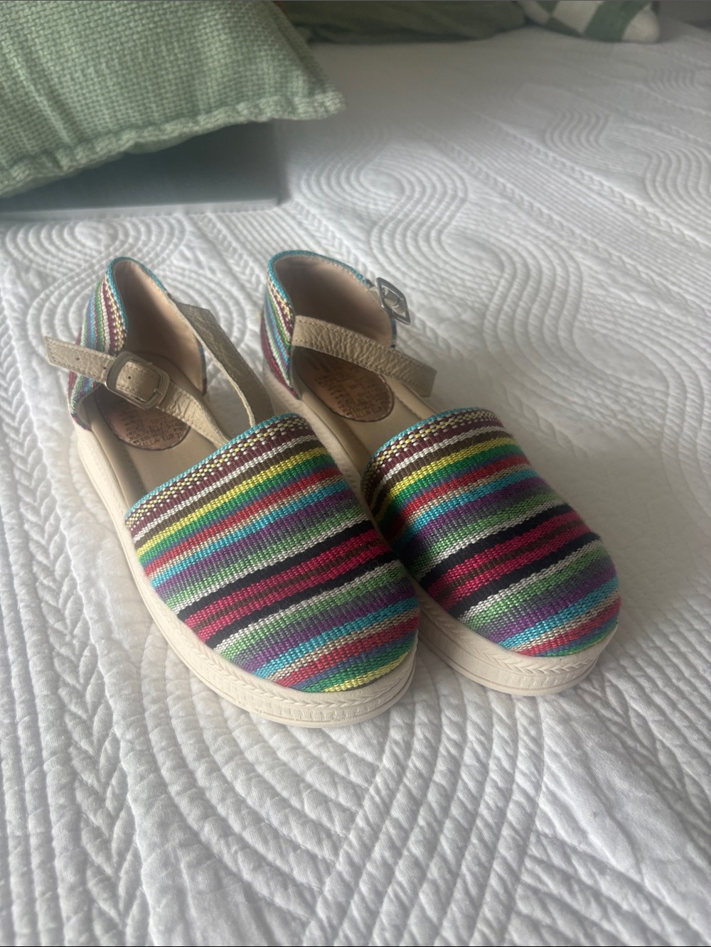 Colorful Striped Espadrille Sandals with Ankle Strap